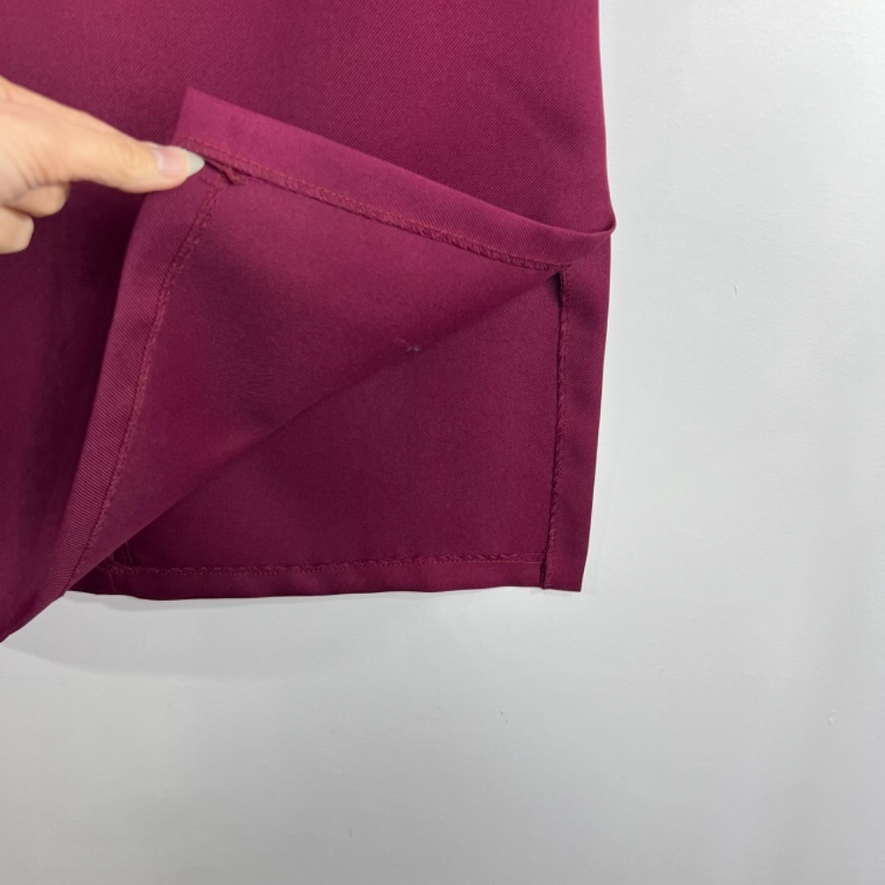 Vintage 70s a line burgundy double knit polyester old money retro midi skirt 14 - Picture 11 of 15